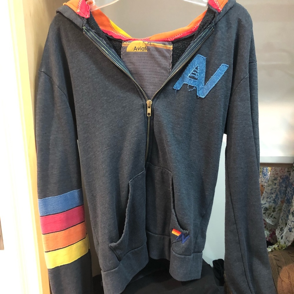 Aviator nation zip up navy hoodie.